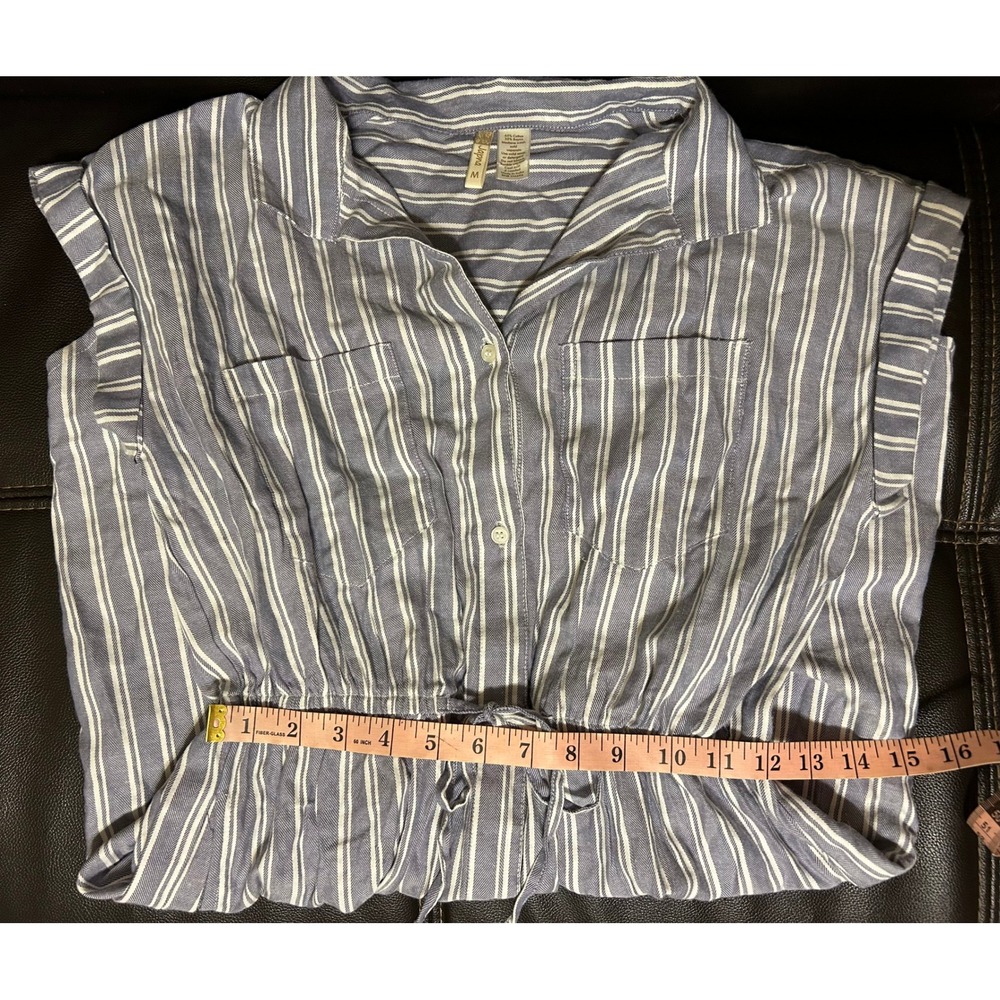 Japna Mini Blue/White Stripe Button Down Shirt Dress. Women's Size Medium. - Picture 8 of 10
